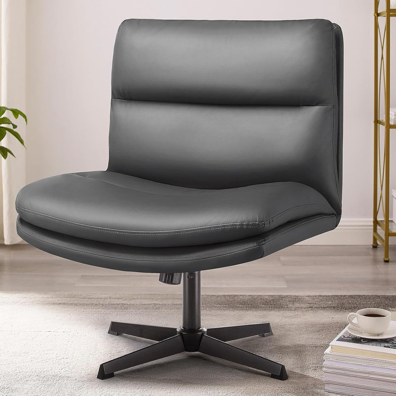Latitude Run® Kiawna Criss Cross Legged Office Chair, Armless Office Desk Chair No Wheels